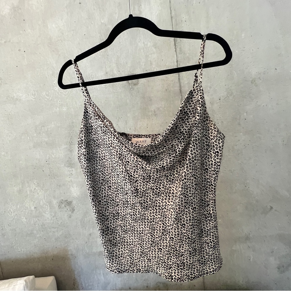 WAYF swoop neck leopard / cheetah print silky cami